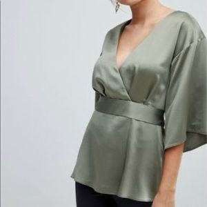Olive Wrap front kimono top
